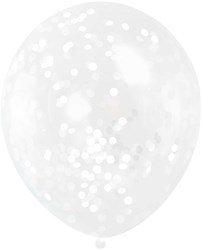 Ballonnen met Witte Confetti 6st. (30cm) 