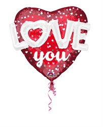 Multi Folieballon Love You - Hearts & Dots (91x91cm)