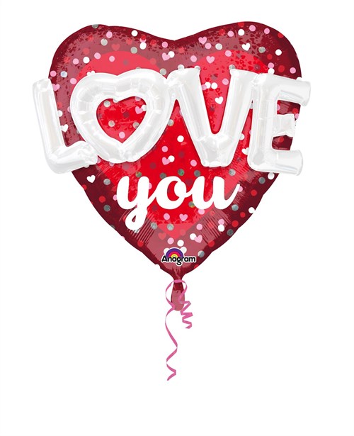 Multi Folieballon Love You - Hearts & Dots (91x91cm)