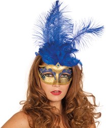 Venetiaans Masker Grote Veer Blauw