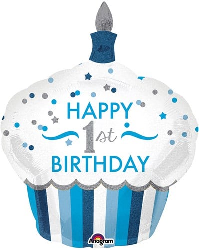 Supershape Folieballon 1st Birthday Cupcake Boy (73x91cm)
