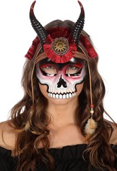 Halloween Skull Masker Voodoo met Horens