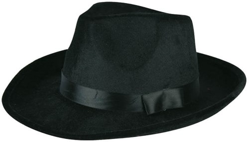 Hoed Borsalino Velours Zwart(Gangster)