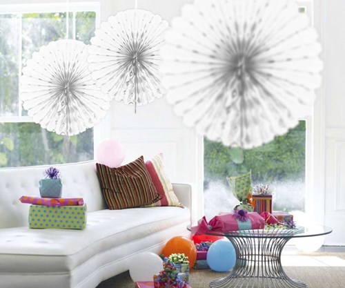 Decoratie Waaier Wit 45cm