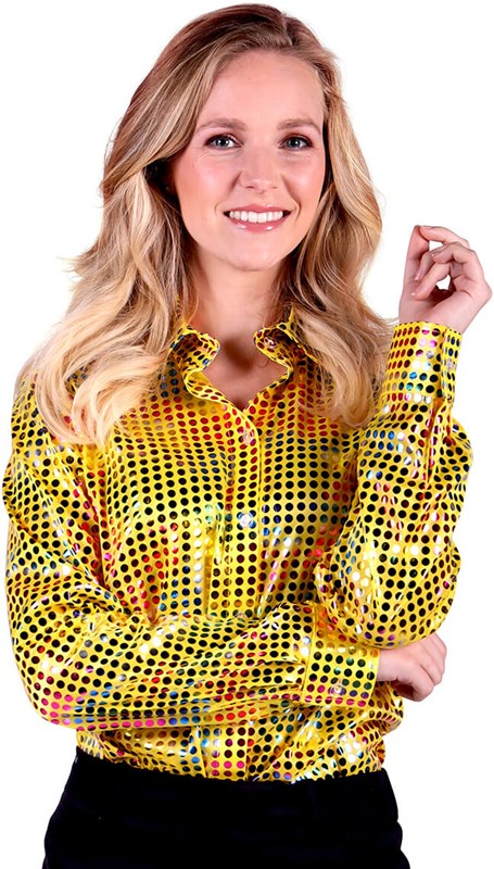 Dames Disco Blouse Yellow Rainbow (1)