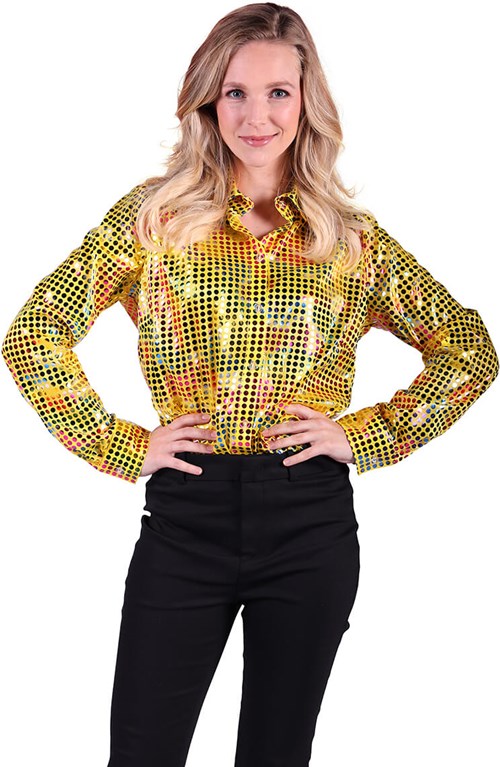 Dames Disco Blouse Yellow Rainbow (2)