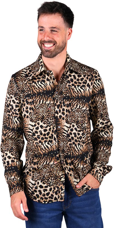 Tiger King Blouse Panter Bruin voor heren