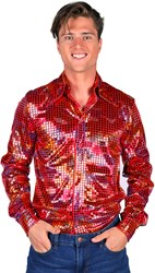 Heren Disco Blouse Red Rainbow