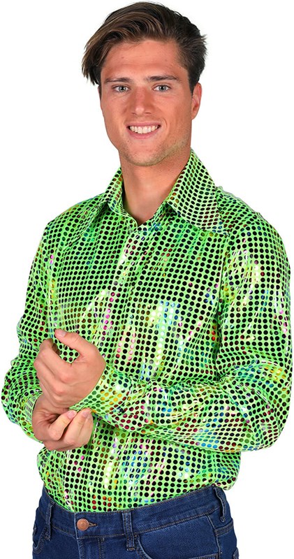 Heren Disco Blouse Green Rainbow (1)