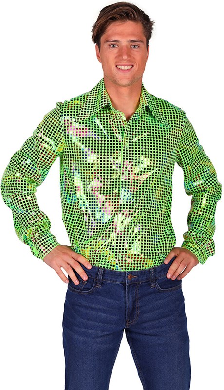 Heren Disco Blouse Green Rainbow (2)
