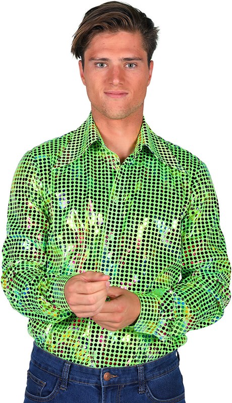 Heren Disco Blouse Green Rainbow