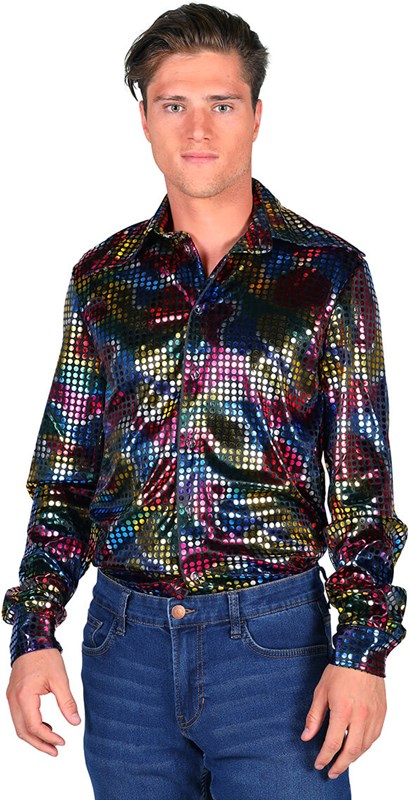 Heren Disco Blouse Black Rainbow (2)