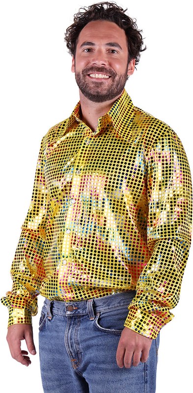 Heren Disco Blouse Yellow Rainbow (1)