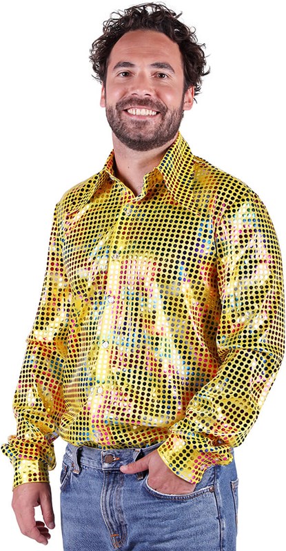 Heren Disco Blouse Yellow Rainbow (2)