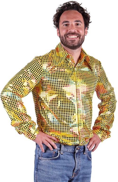 Heren Disco Blouse Yellow Rainbow