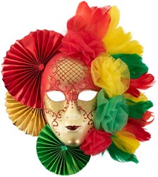 Decoratie Masker Rood/Geel/Groen - 40x40cm