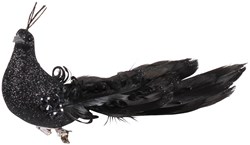 Decoratie Broche Vogel Glitter Zwart