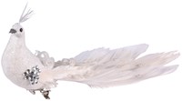 Decoratie Broche Vogel Glitter Wit