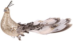Decoratie Broche Vogel Glitter Goud