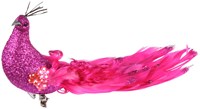 Decoratie Broche Vogel Glitter Pink