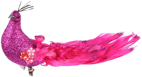 Decoratie Broche Vogel Glitter Pink