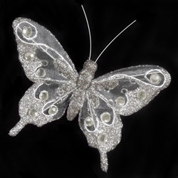 Decoratie Vlinder Zilver (16x12cm)