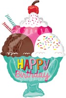 Folieballon Happy Birthday - Ice Cream Sunday (38x58cm)