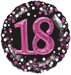 3D Folieballon 18 Jaar Luxe Zwart/Pink (81cm)
