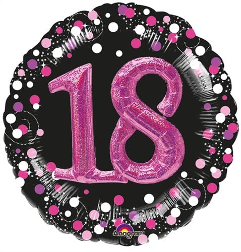 3D Folieballon 18 Jaar Luxe Zwart/Pink (81cm)