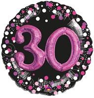 3D Folieballon 30 Jaar Luxe Zwart/Pink (81cm)