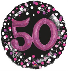 3D Folieballon 50 Jaar Luxe Zwart/Pink (81cm)