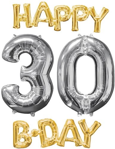 Supershape Folieballon 30 Happy B-Day Zilver 