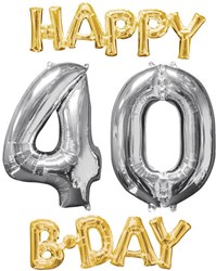 Supershape Folieballon 40 Happy B-Day Zilver 