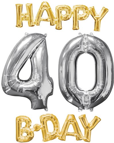 Supershape Folieballon 40 Happy B-Day Zilver 