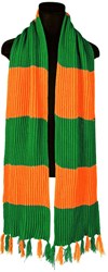 Groen-Oranje Sjaal Luxe Gebreid (230x28cm)
