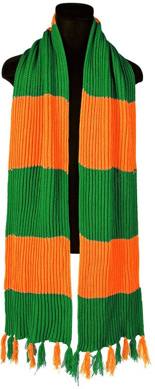 Groen-Oranje Sjaal Luxe Gebreid (230x28cm)