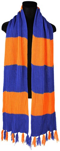 Oranje-Blauwe Sjaal Luxe Gebreid (230x28cm)
