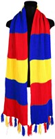 Rood-Geel-Blauwe Sjaal Luxe Gebreid (230x28cm)