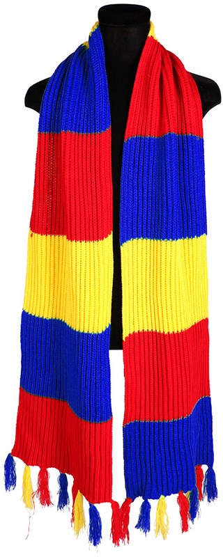 Rood-Geel-Blauwe Sjaal Luxe Gebreid (230x28cm)