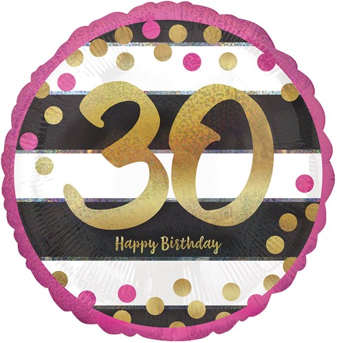 Folieballon 30 Happy Birthday Pink & Gold (45cm)