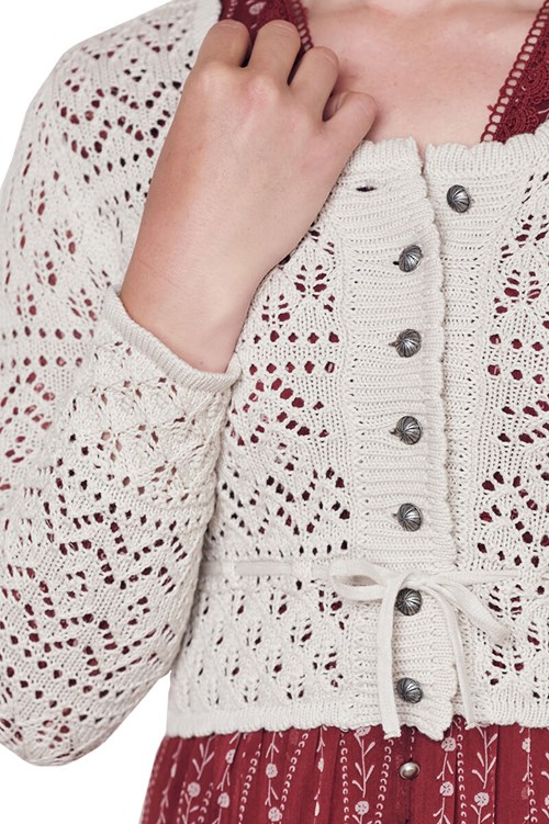 Dames Trachten Vest Ameline Ecru (detail mouw)