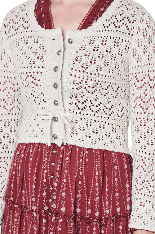 Dames Trachten Vest Ameline Ecru (detail)