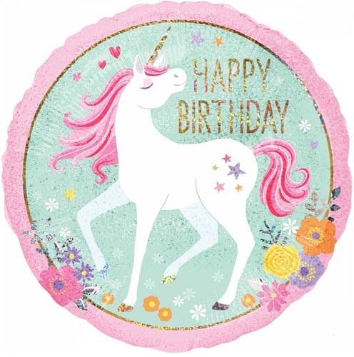 Folieballon Magical Unicorn Happy Birthday (43cm)