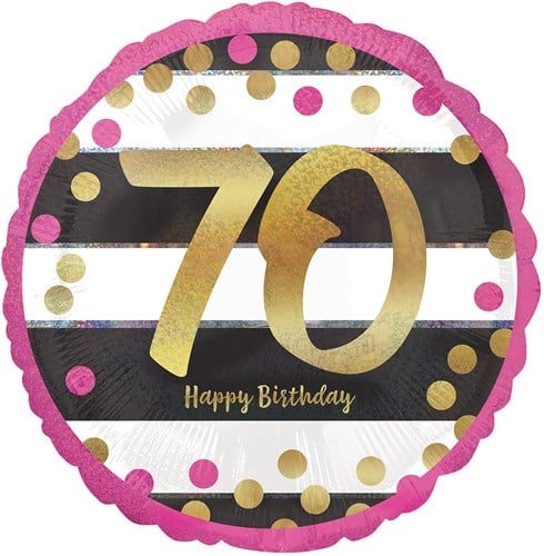 Folieballon 70 Happy Birthday Pink & Gold (45cm)