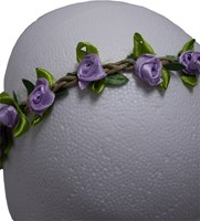 Haarbandje Bloemen Paars Satijn (detail)