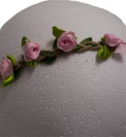 Haarbandje Bloemen Roze Satijn (detail)