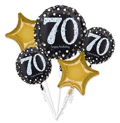 Set Folieballonnen 70 Sparkling Birthday Silver & Gold (5st)