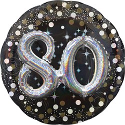 3D Folieballon 80 Jaar Luxe Zwart/Goud (81cm)