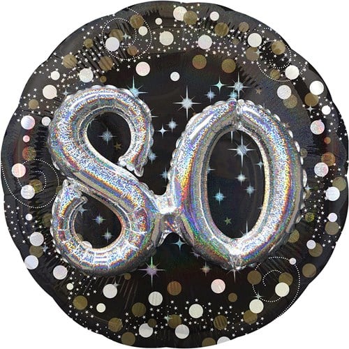 3D Folieballon 80 Jaar Luxe Zwart/Goud (81cm)