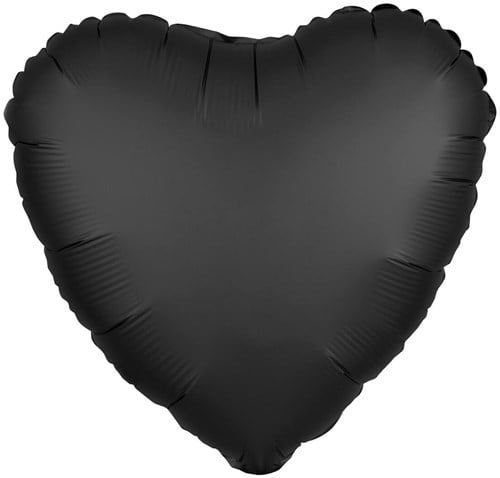 Folieballon Mat Metallic Hart Zwart (43cm)